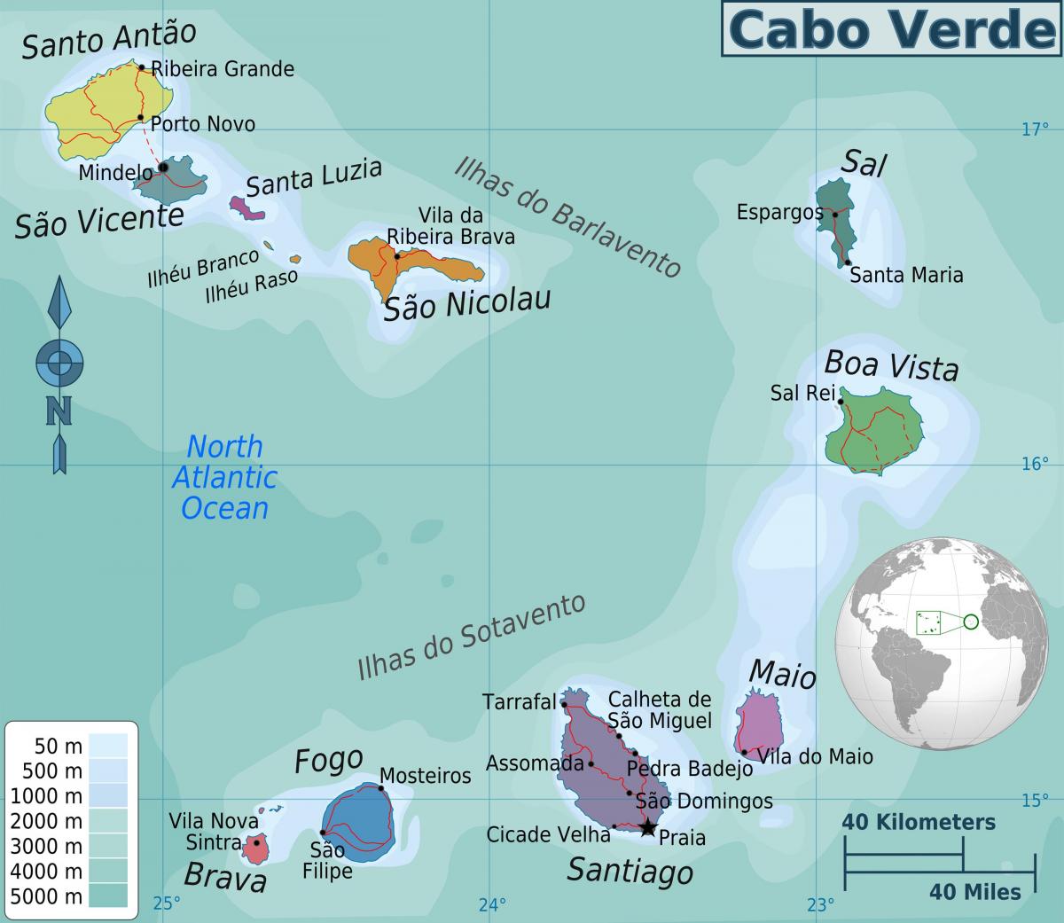 Кабо-Верде на карте