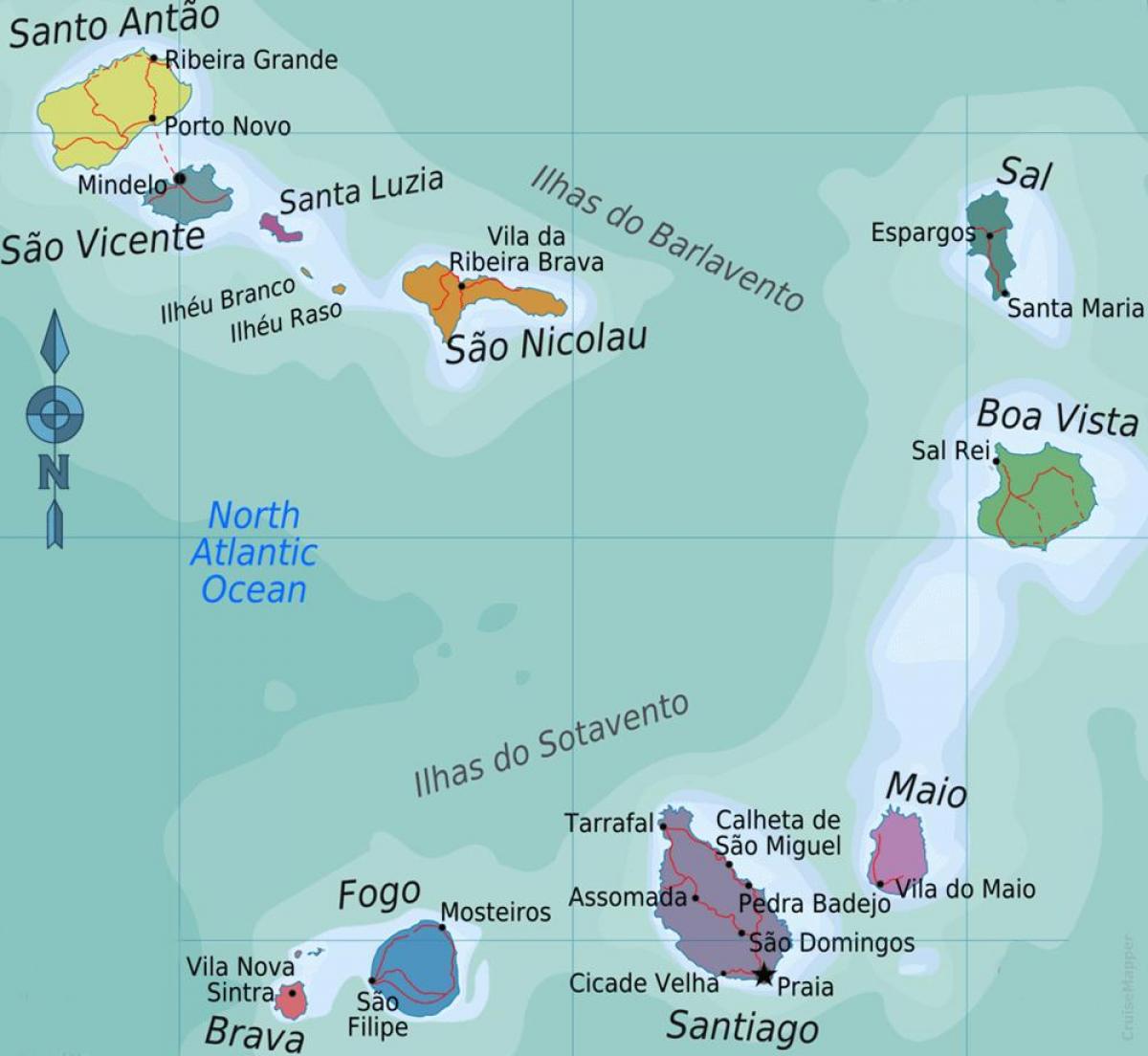 Кабо-Верде расположение острова карте 